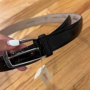 brioni black crocodile belt
